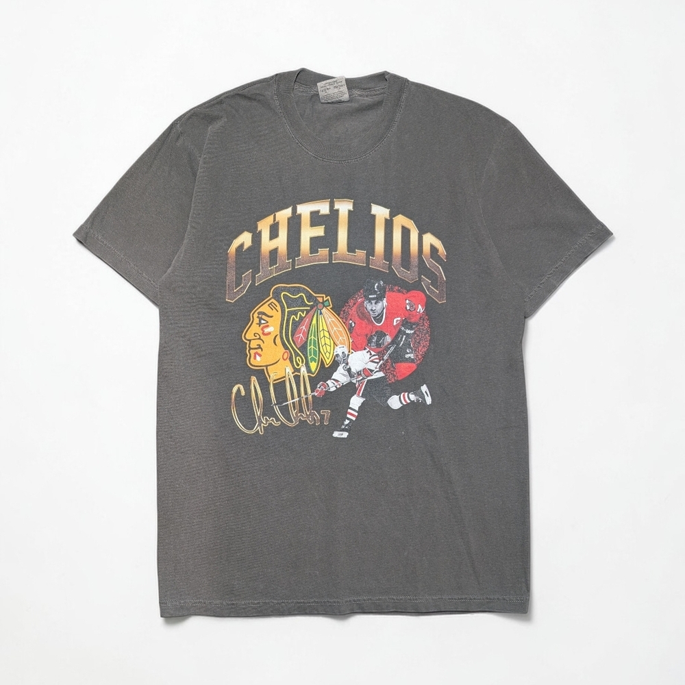 Comfort Colors Black Graphic 'Chelos' Hockey Tee